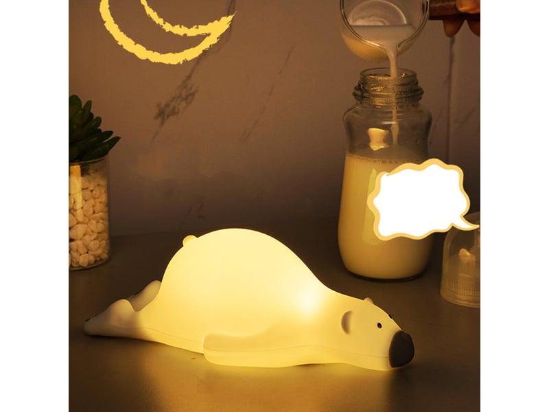  Veilleuse ours paresseux en silicone, lampe led tactile rechargeable usb, intensité réglable pour enfants  - Conforama B