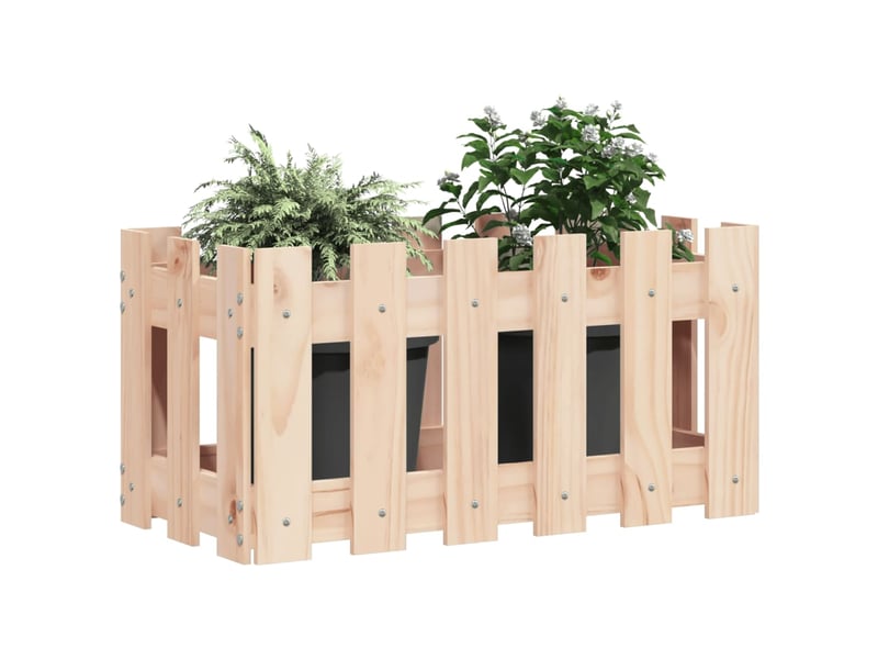  Jardinière - bac à fleurs avec design de clôture 60x30x30 cm pin massif  - Conforama C
