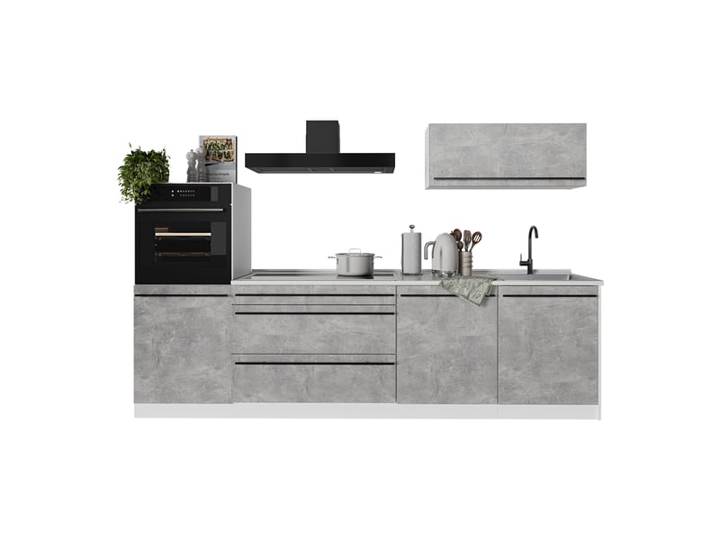  Vicco cuisine, bétonblanc, 280cm plan de travail anthracite  - Conforama E