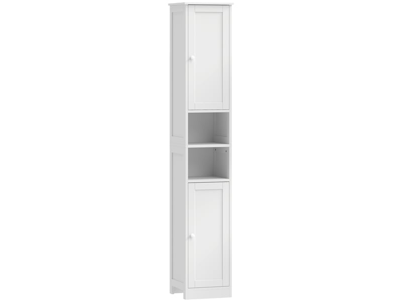 Colonne salle de bain 2 portes 2 étagères 2 niches blanc - Conforama A