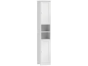 Colonne salle de bain 2 portes 2 étagères 2 niches blanc