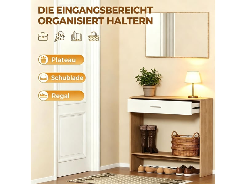  Table d'appoint miroir style moderne organisateur d'entrée  - Conforama E