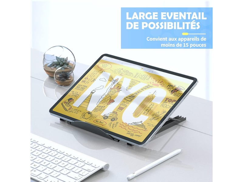  Support pc portable ventilé laptop stand réglable ergonomique  - Conforama C