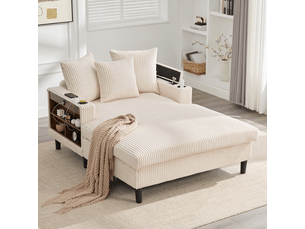 Canapé droit fixe <strong>MERAX</strong> <strong></strong> 1 place Velours côtelé beige