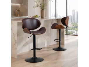 tabouret de bar assise réglable en hauteur <strong>STILVORA</strong> - marron hauteur d'assise 64.25 cm vendu Par paire