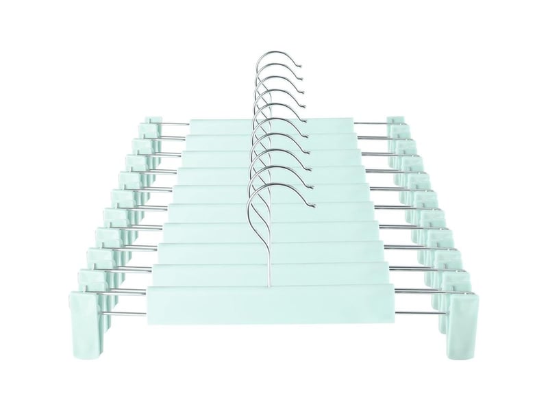  Lot de 10 cintres (vert clair) 29 x 13 cm avec crochet rotatif à 360°, cintre à clip réglable, cintre pour vêtements, manteaux et jeans  - Conforama A