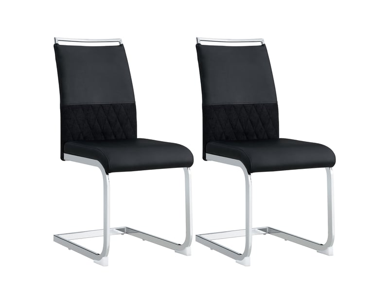  Lot de 2 chaises de salle à manger à dossier haut en similicuir pu noir  - Conforama A
