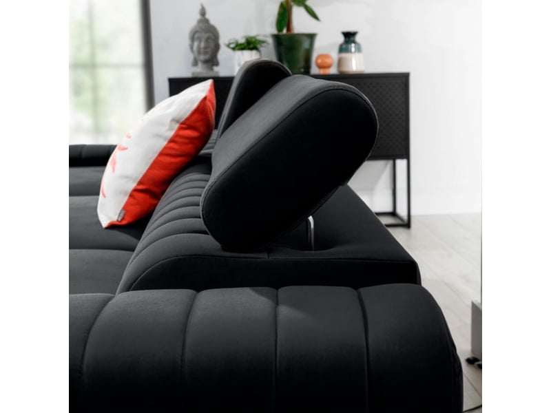 Canapé d'angle gauche gris foncé convertible 3 places jayson convertible avec rangement - Conforama C