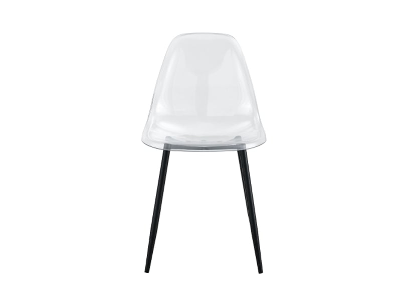  Ensemble de 4 chaises transparentes en plastique - pieds métal noir, antidérapants, faciles à nettoyer, design moderne  - Conforama A