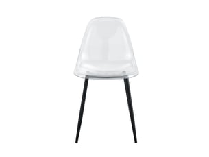 Ensemble de 4 chaises transparentes en plastique - pieds métal noir, antidérapants, faciles à nettoyer, design moderne