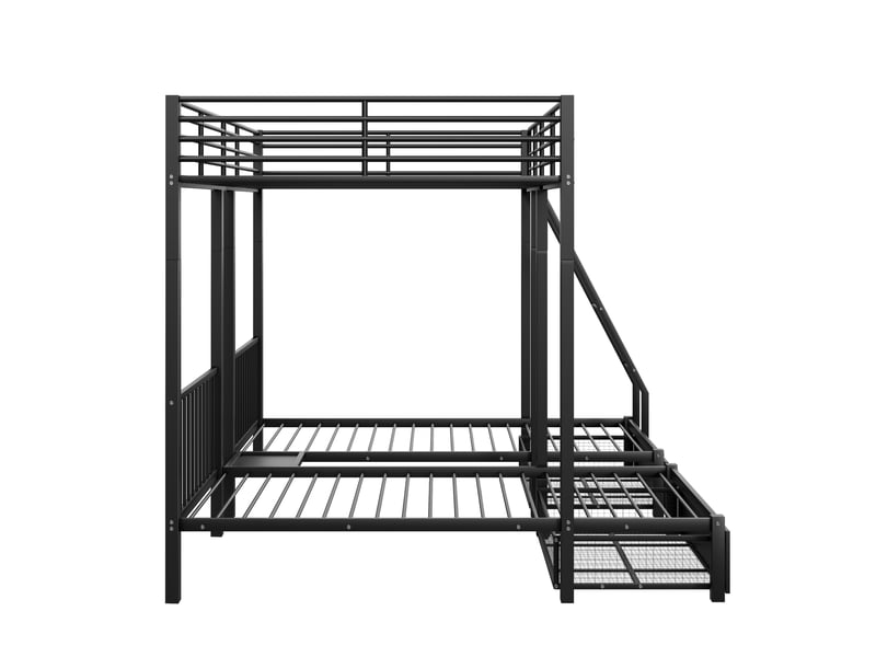  Lit superposé métal - transformable en 3 lits - 140x200cm et 2x90x200cm - noir - en747 certifié CYQ-LDT00065AAB - Conforama R