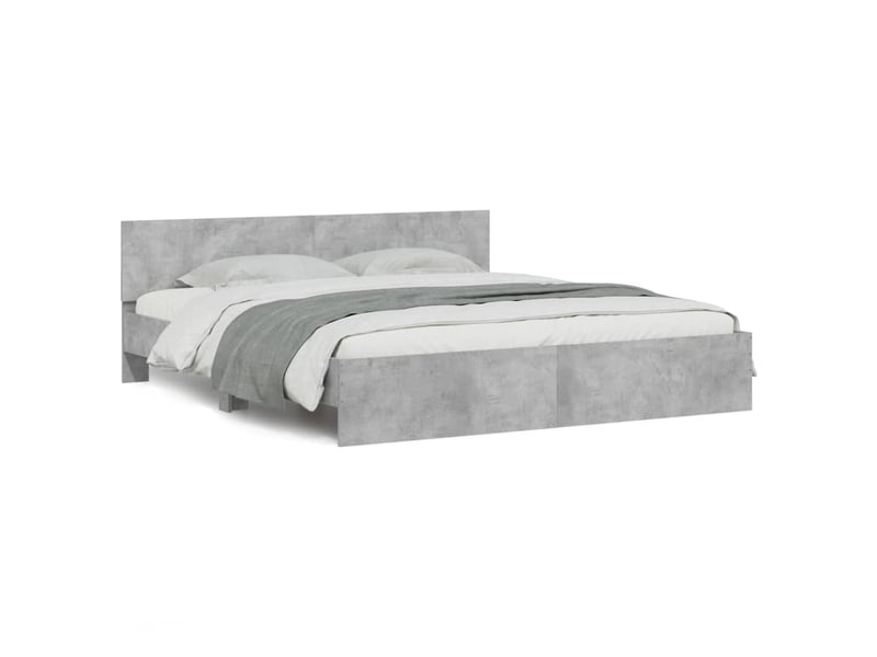 Lit double- lit adulte - cadre de lit avec led sans matelas gris béton 180x200 cm - Conforama D