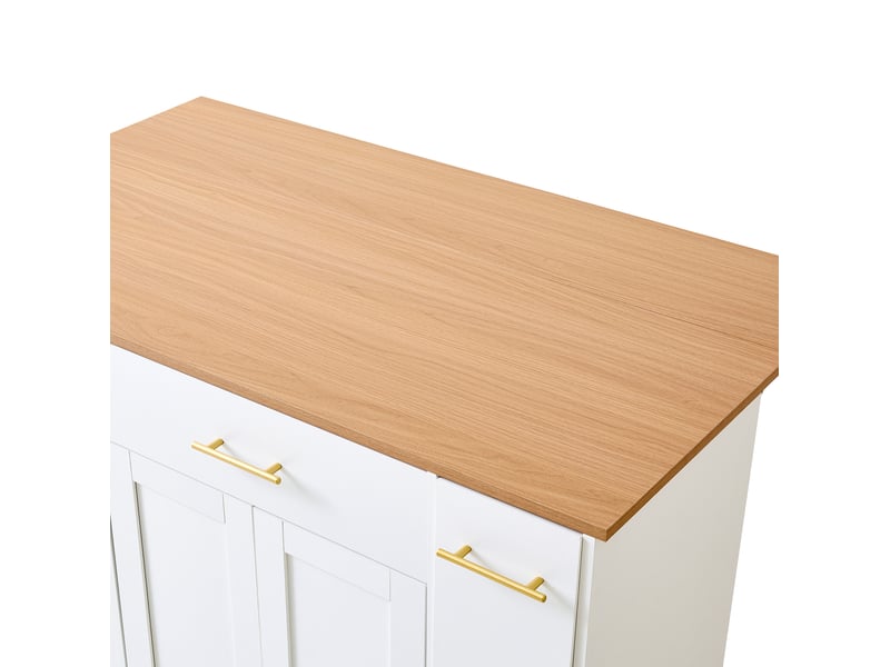 Îlot de cuisine 120x70x91,5 cm plateau rabattable panneau de particules blanc et naturel - Conforama E