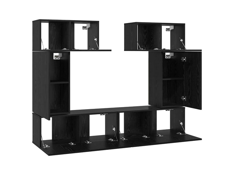  Ensemble meuble tv - banc tv - meuble de rangement 6 pcs chêne noir bois d'ingénierie  - Conforama E