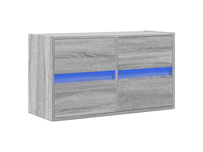  Meuble tv - banc tv - meuble de rangement mural avec lumières led sonoma gris 80x31x45 cm  - Conforama C