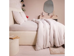 Parure housse de couette 260x240cm + 2 taies 100% gaze de coton lavée écru - valma