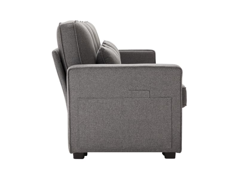  Canapé droit 4 places tissu lin gris foncé avec usb porte-gobelets rangement intégré design moderne salon  - Conforama R