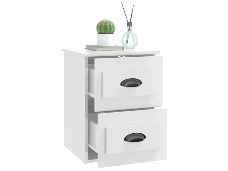  Table de chevet - cabinet de chevet - table de nuit murale blanc brillant 41,5x36x53 cm  - Conforama D