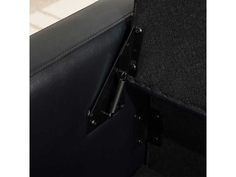 Banc coffre 122 x 45 x 47 cm noir en simili cuir pu, assise capitonnée et rangement intérieur pratique  - Conforama D
