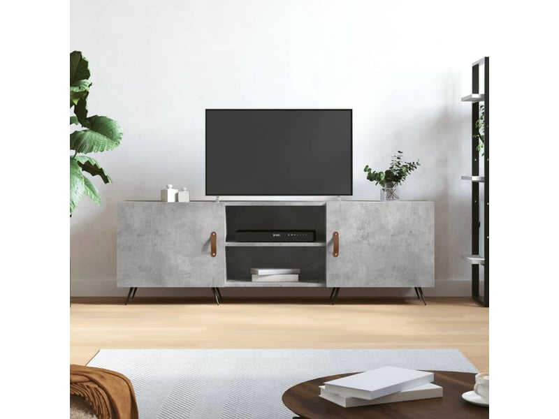  Meuble tv - banc tv - meuble de rangement gris béton 150x30x50 cm bois d'ingénierie  - Conforama B