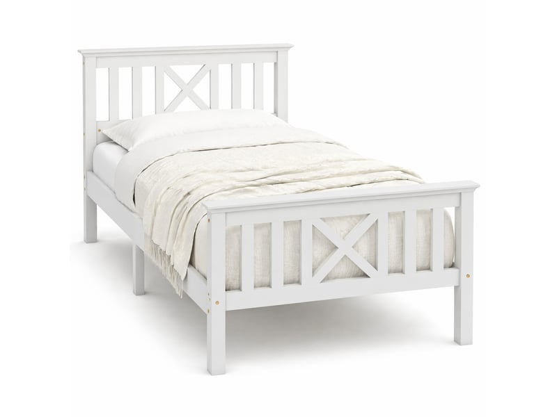  Modenvie lit 1 place 90x200 cm - sommier inclus, tête de lit en x, sans matelas - blanc  - Conforama A