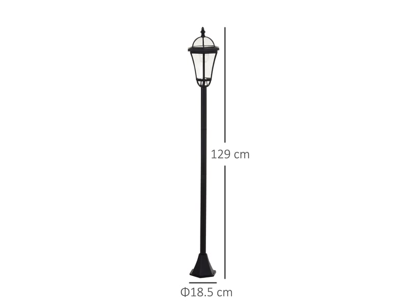 Lot de 2 lampadaires solaires led,meulva,18,5x18,5x129 cm,ip44,abs,noir - Conforama C