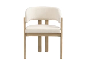 Chaise de salle à manger lot de 2 avec accoudoirs et dossier incurvé en bois et tissu bouclé naturel