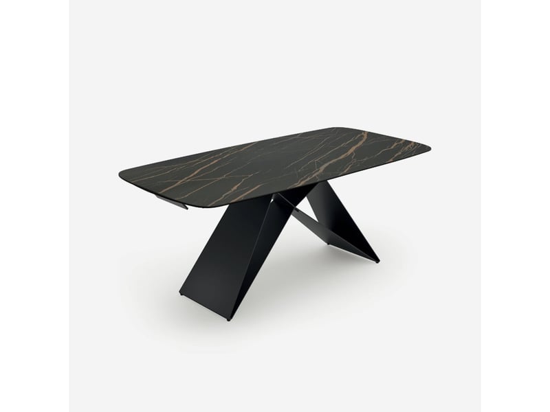 Table extensible en céramique et métal 200280x100 cruise - effet marbre noir - Conforama A