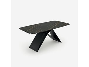 Table extensible en céramique et métal 200280x100 cruise - effet marbre noir