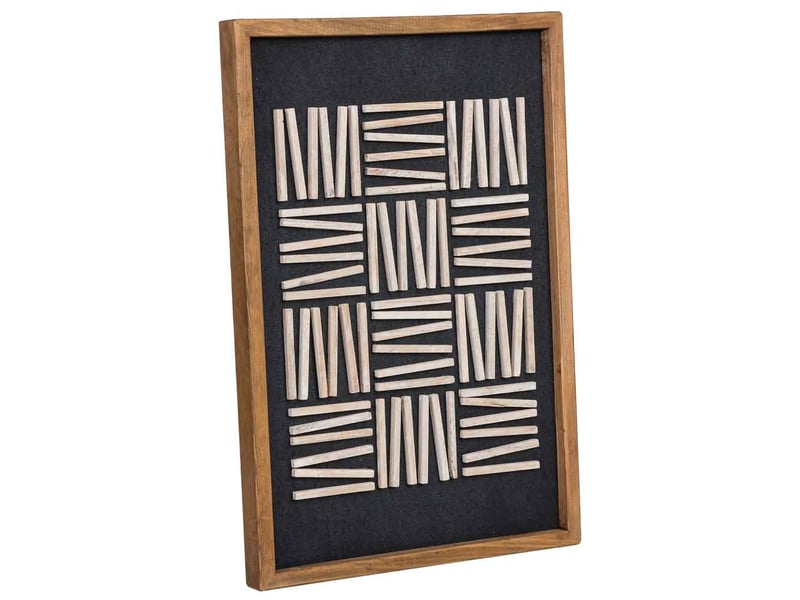 Tableau artisanal en bois recyclé relief noir et blanc 42x4x62 cm h - Conforama A