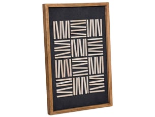 Tableau artisanal en bois recyclé relief noir et blanc 42x4x62 cm h