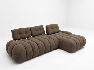 Canapé d'angle droit fixe <strong>BOBOCHIC</strong> <strong>APOLLON</strong> 3 places Tissu Marron