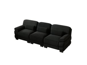 Canapé droit compressé fixe MODFU  3 places Velours côtelé noir