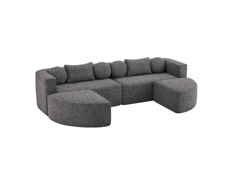 Canapé convertible modulable, canapé nuage en chenille avec fonction lit, noir, sans montage, idéal pour salon et chambre, 292x165x68 cm - Conforama A