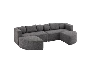 Canapé convertible modulable, canapé nuage en chenille avec fonction lit, noir, sans montage, idéal pour salon et chambre, 292x165x68 cm