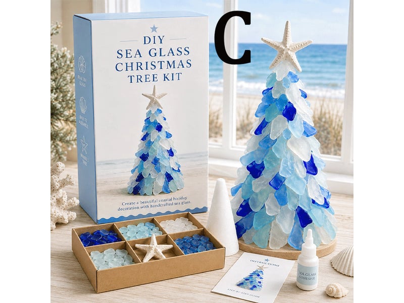  Kit diy arbre de noël en verre de mer – série c, décoration à réaliser soi-même  - Conforama B