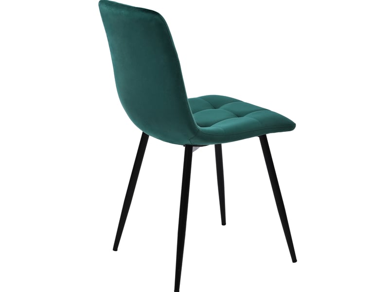  Ensemble table à manger rectangulaire 117 cm avec 4 chaises en velours vert foncé, style design pour la cuisine  - Conforama E