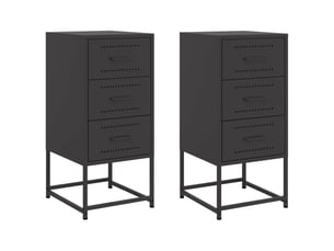 Lot de 2 tables de chevet - cabinet de chevet - table de nuit noir 36x39x78 cm acier