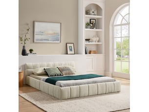 Lit 2 places 140x200 cm <strong>ELVMI</strong>  <strong></strong> coloris beige