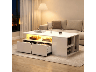 Table basse rectangulaire coloris blanc <strong>MERAX</strong> <strong>table basse blanc</strong> - 50 cmx100 cm
