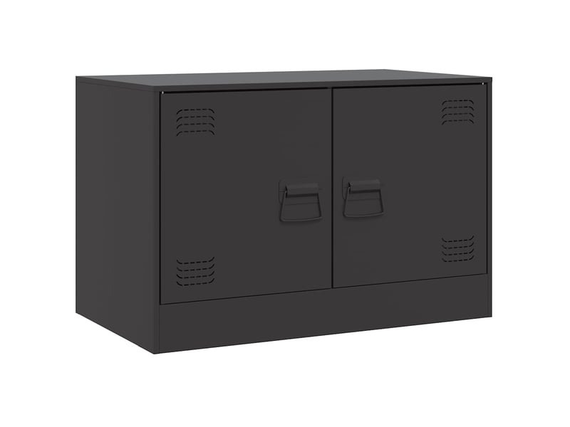  Lot de 2 meuble tv bas salon noir 67x39x44 cm acier shl8994  - Conforama E