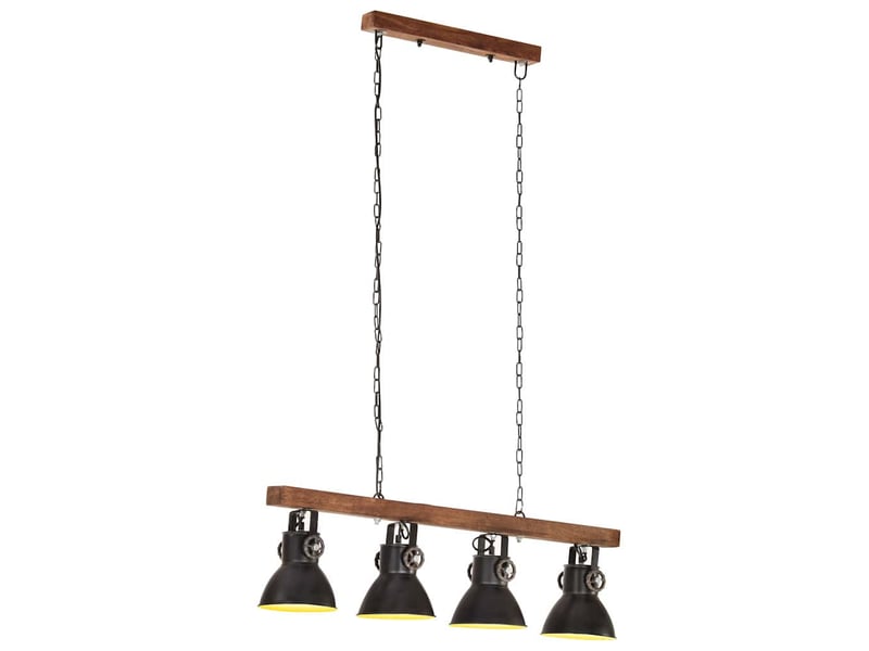  Plafonnier industriel, lampe plafond noir e27 bois de manguier  - Conforama C