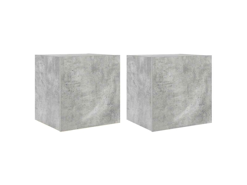  Lot de 2 meuble tv mural avec lumières led gris béton 40,5x35x40 cm  - Conforama A
