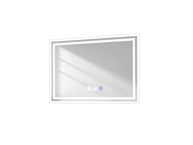 Emke miroir lumineux salle de bain 70x50cm, miroir led avec éclairage, interrupteur tactile, anti-buée, 3 couleur de lumières - Conforama A