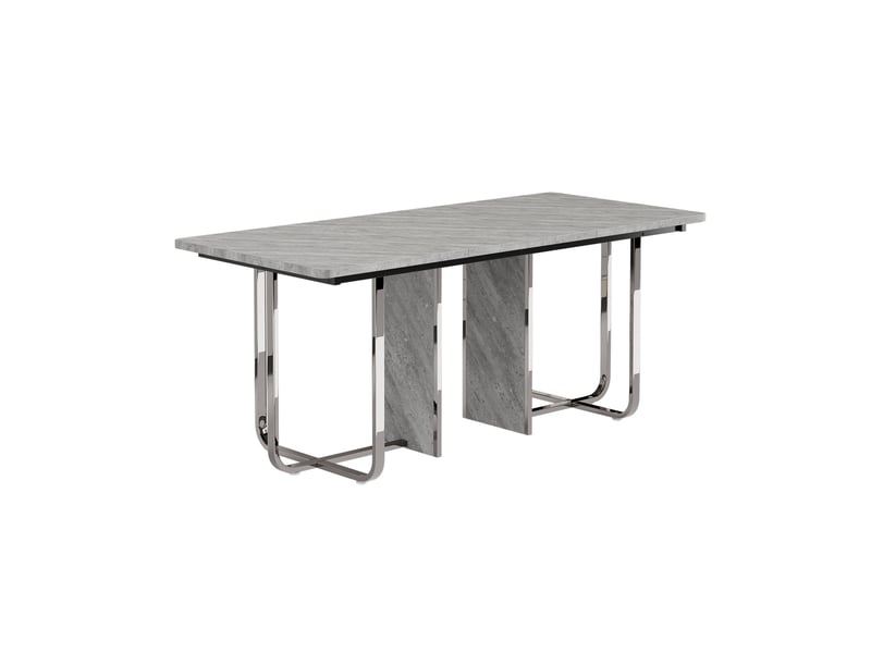  Table rectangulaire grise avec pieds chromés 180 x 80 cm Fay Lum - Conforama A