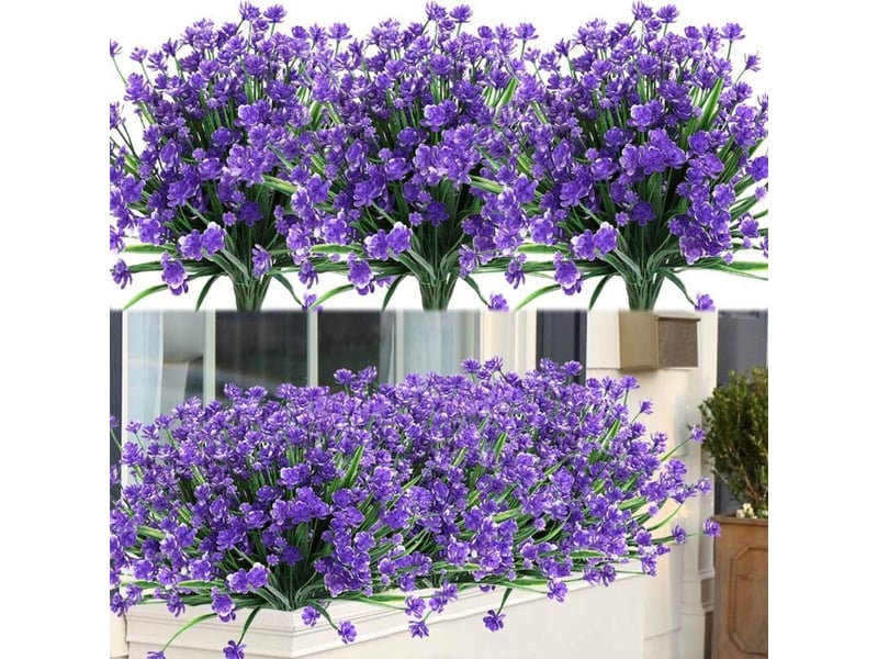  Plante fleurie artificielle　plantes et fleurs artificielles d'extérieur résistantes aux uv - violet 8pcs  - Conforama A