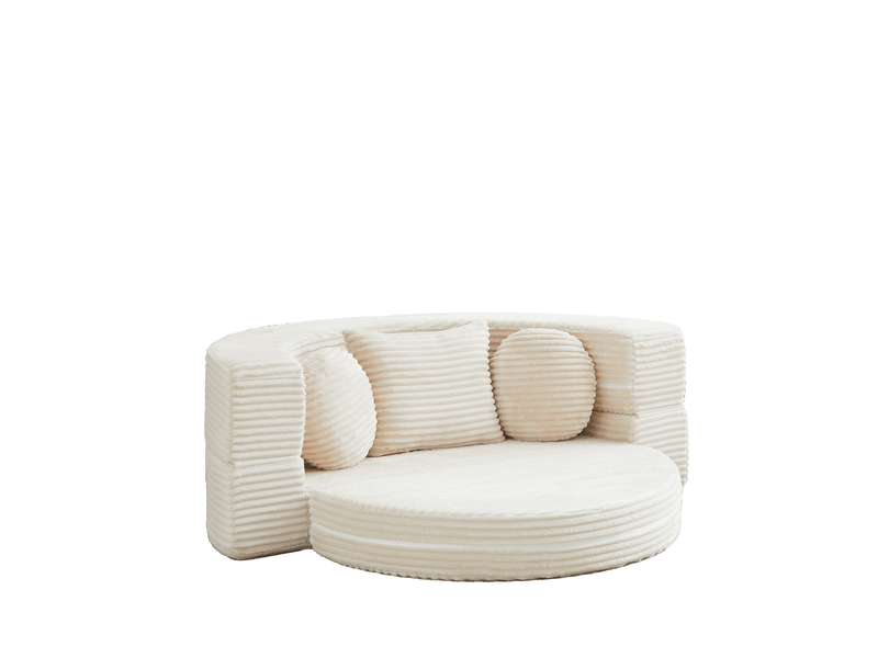  Canapé convertible 4 en 1 compressé, 180x92x84 cm en mousse confort  et velours côtelé couleur beige, simple  - Conforama A