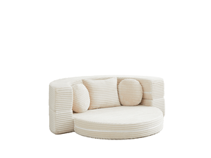 Canapé convertible 4 en 1 compressé, 180x92x84 cm en mousse confort et velours côtelé couleur beige, simple