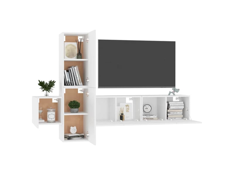  Ensemble de meubles tv 5 pcs blanc bois d'ingénierie shl28658  - Conforama C