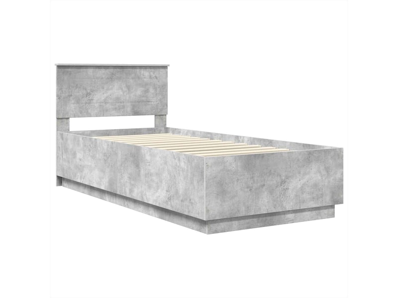  Lit simple- lit adulte -  cadre de lit gris béton 70 x 190 cm bois d'ingénierie  - Conforama D